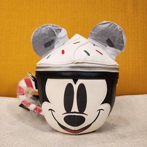 Loungefly Disney Mickey Mouse Hot Cocoa Mug Face Holiday Crossbody Bag NEW